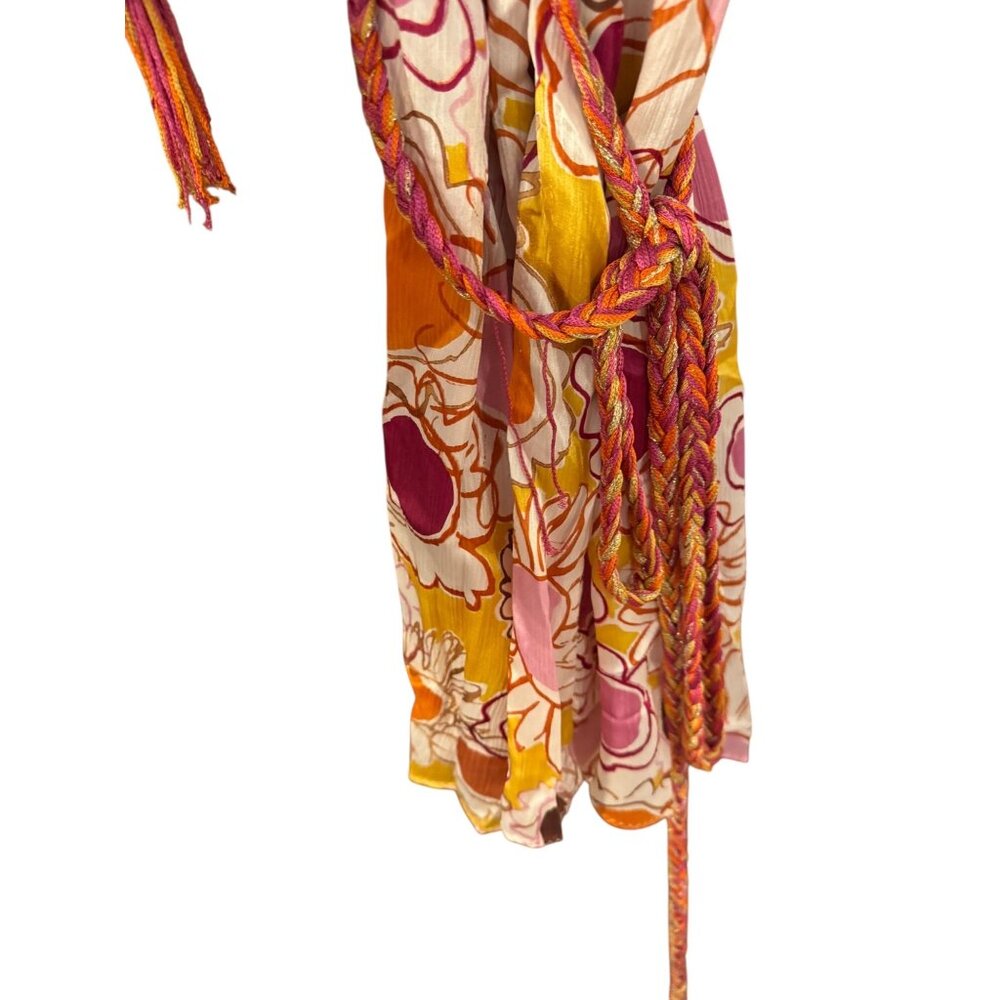 NWT Ebene by Patrick Assuline 100% Silk Embellished Floral Wrap Dress Size 2 - Picture 3 of 10